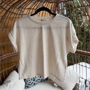 RW&CO. Cream Short Sleeve Textured Tee